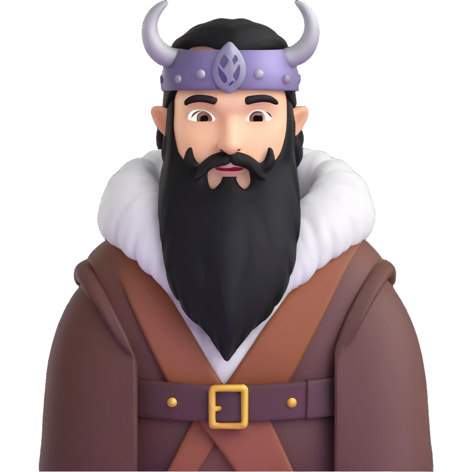 viking with black beard and fur coat emoji