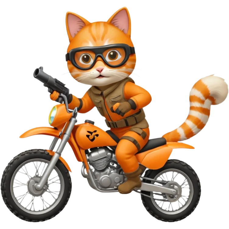 Cat on a dirt bike shooting a gun in the air emoji