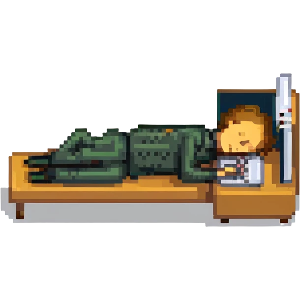 stick figure asleep at his laptop emoji