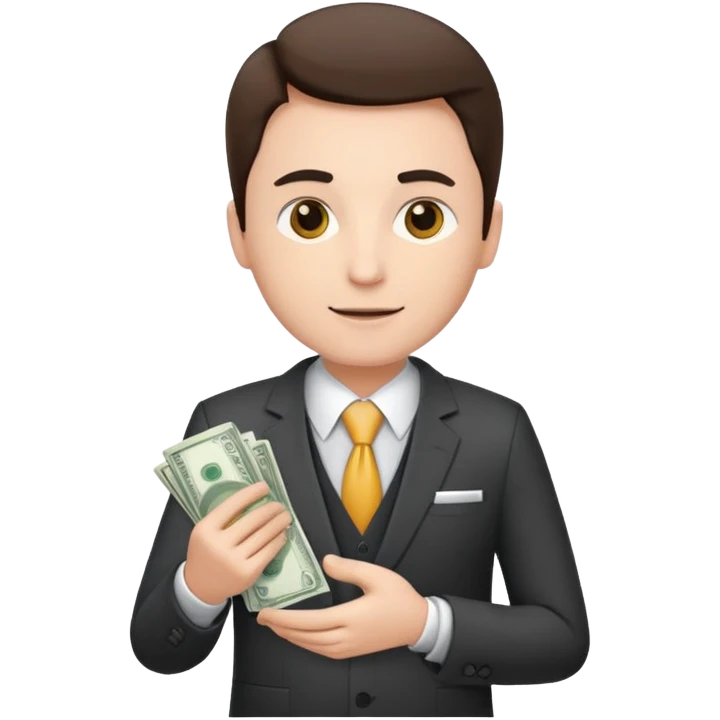 CEO with money in his hands donating to a hospital emoji