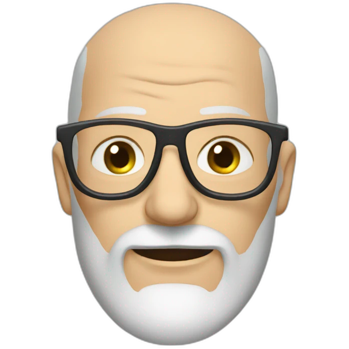 Bald old man with beard glasses emoji