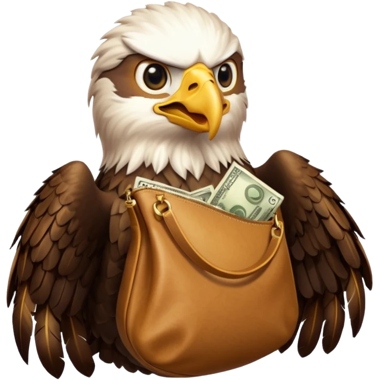 Eagle flying with money bag in his mouth emoji