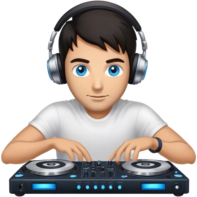 DJ man with dark hair blue eyes emoji