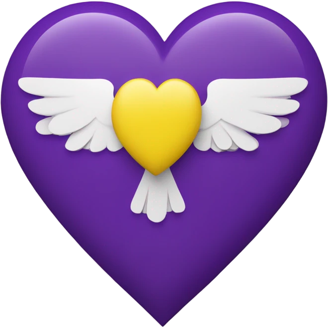 Country flag that’s color purple with a yellow heart on the center with white wings emoji