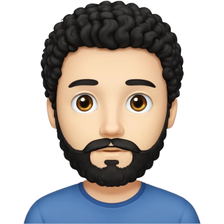 Young white male with black curly hair and beard emoji