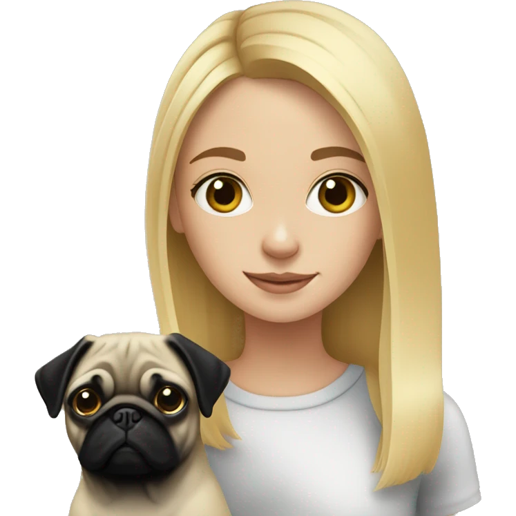 blonde girl with Black pug indoors emoji