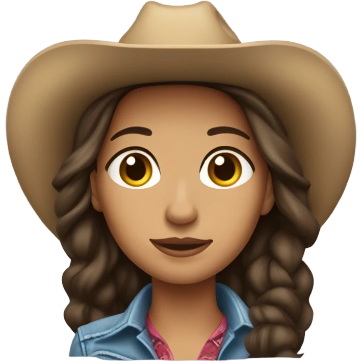 Very pretty brunette cowgirl with light skin emoji
