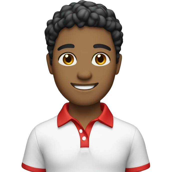 any gabrielly with white polo shirt with red collar and cobalt blue sleeves emoji