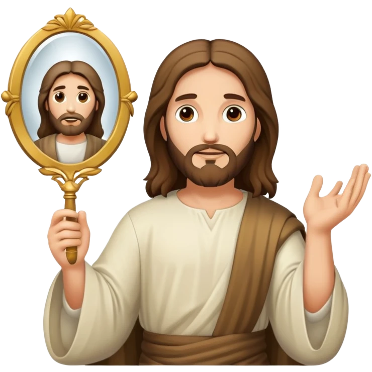 Jesus Christ holding a mirror emoji