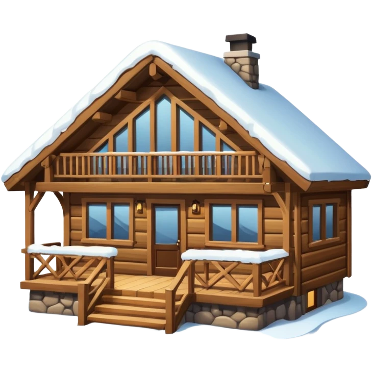 ski trip, cozy ski lodge with snow emoji