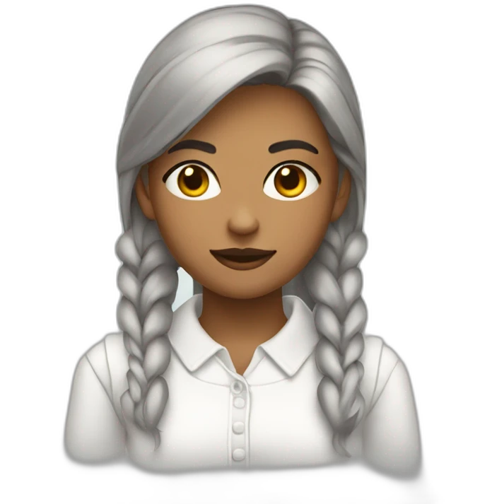 girl wearing a collared long sleeve white shirt under a white sweatervest emoji