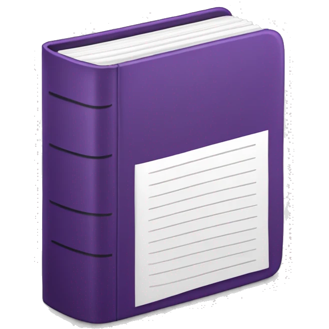 Closed book with purple cover, white pages, black spine emoji