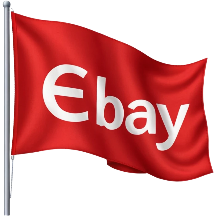 red flagg with ebay words on them emoji