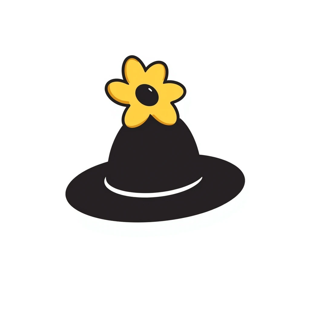 yellow flower on a hat emoji
