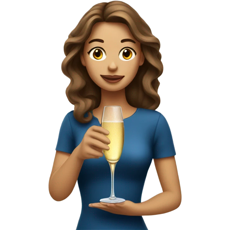 Long brown hair lady drinking champagne  emoji