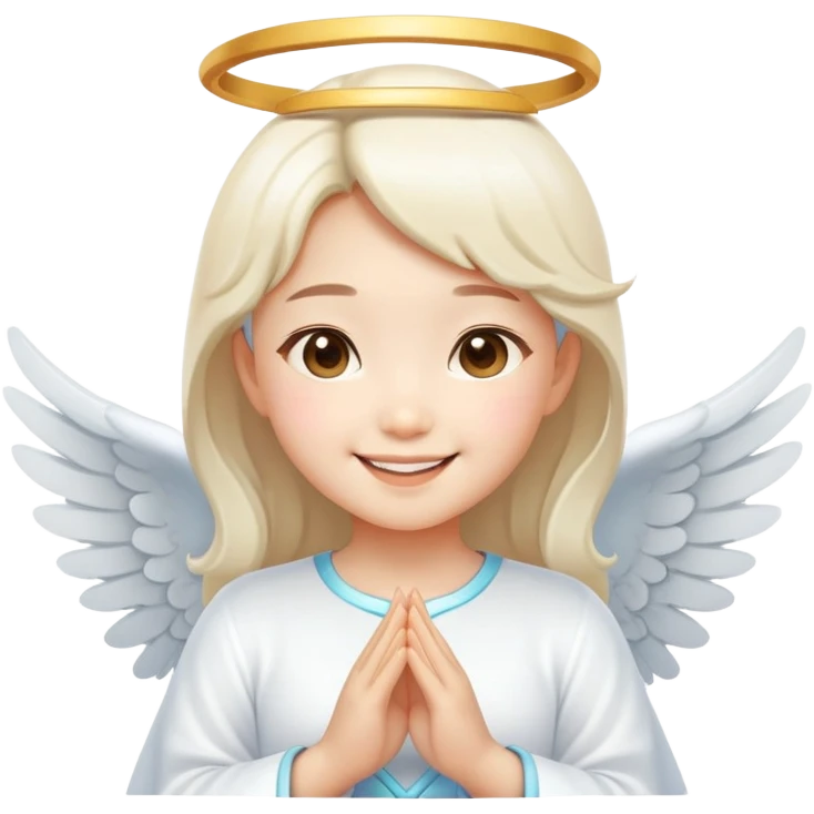 Cute Asian angel girl smiling emoji