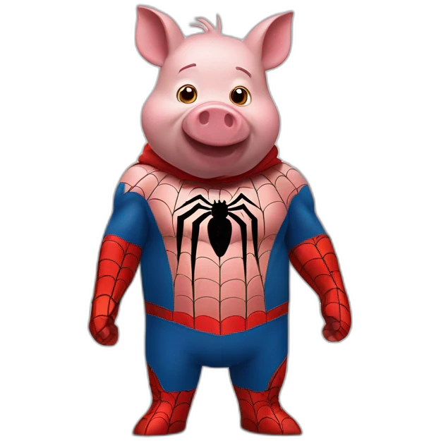 Cochon déguisé en spider man emoji