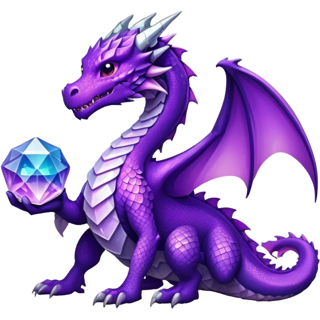 A purple space dragon holding a crystal emoji