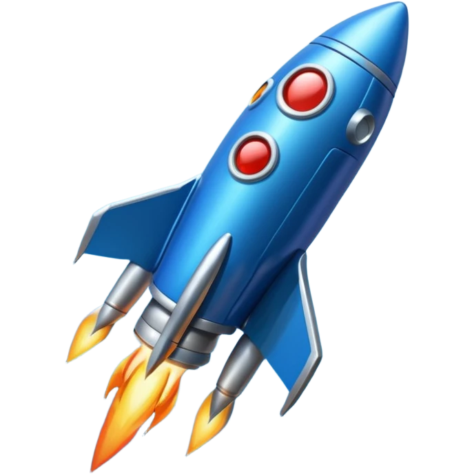 an all blue rocket ship no gold or red emoji
