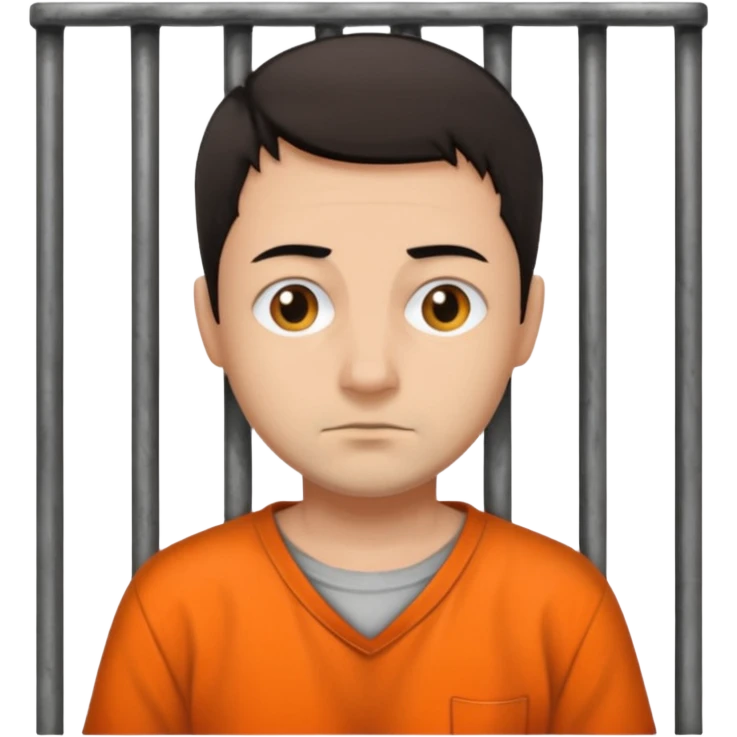 prisoner with orange shirt behind bars emoji
