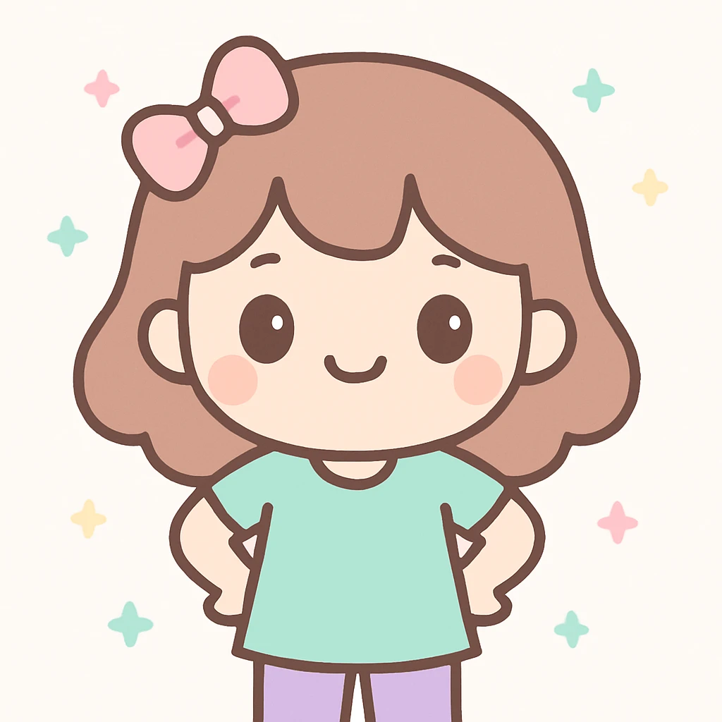 girl smiling, hands on hips, kawaii style emoji