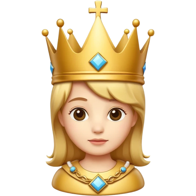 
cute chess king character icon, royal king crown, cross detail on top, 3D cartoon, glossy material, soft shadow, mobile game icon style, centered, clean background, no text, no watermark
 emoji