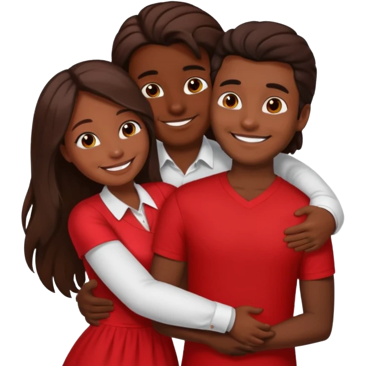 dark skin girlfriend hugs brown skin boyfriend with long hair  emoji