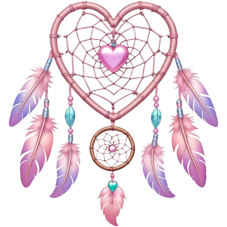 Iridescent pastel pink heart dreamcatcher emoji