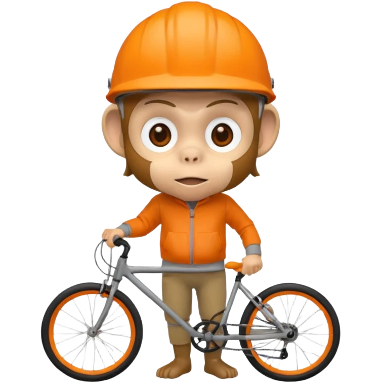 monkey with orange bicycle helmet, sweatshirt emoji