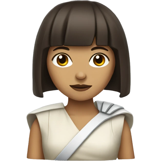 female starwars character with dark brown long hair and bangs emoji