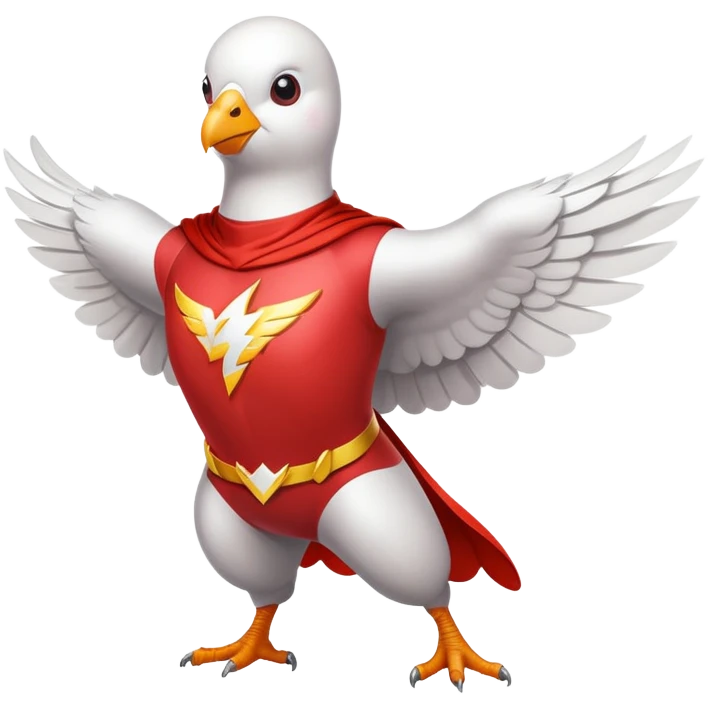 white pigeon wearing Flash superhero costume emoji