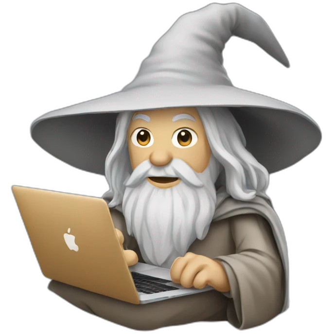 gandalf with a macbook emoji