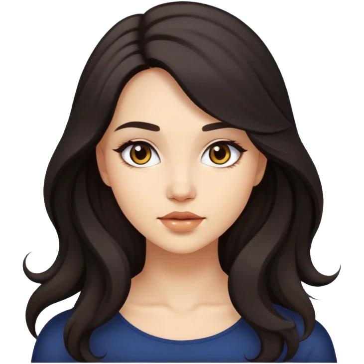 young woman with dark flowing hair and light makeup emoji