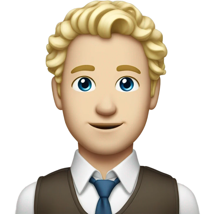 3/4 profile light curl blonde 30yo man blue eyed pale skin emoji
