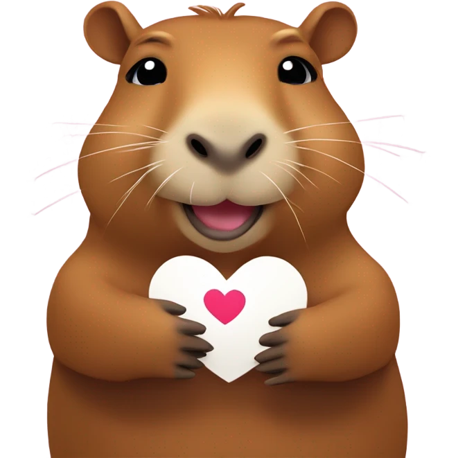Capybara feliz con un corazón en manos emoji