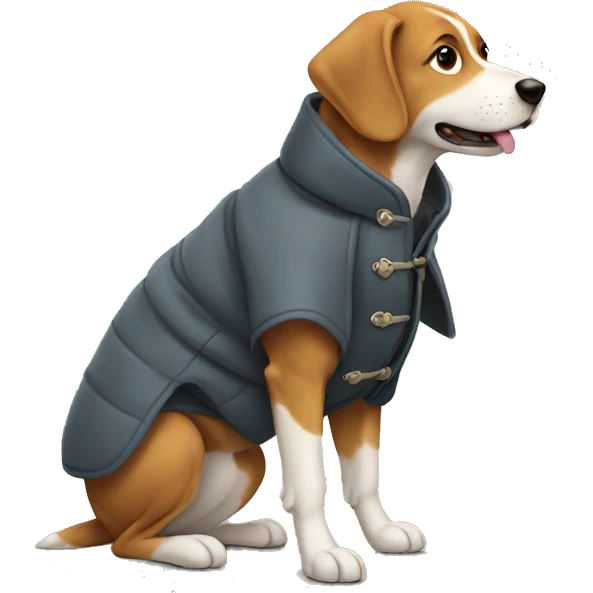 A dog wearing a coat  emoji