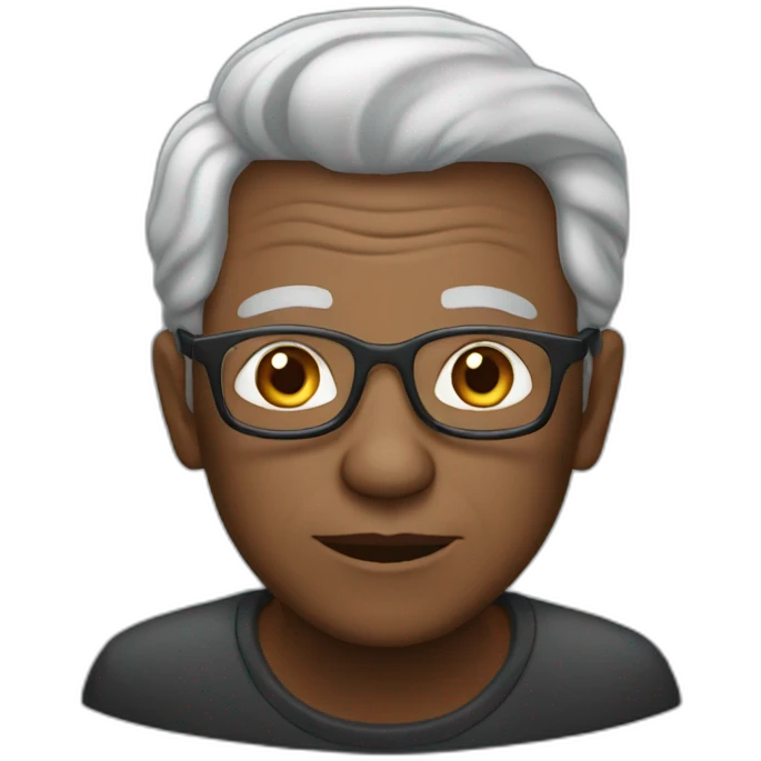 black elderly with a computer emoji