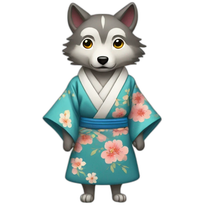 Un loup en kimono emoji