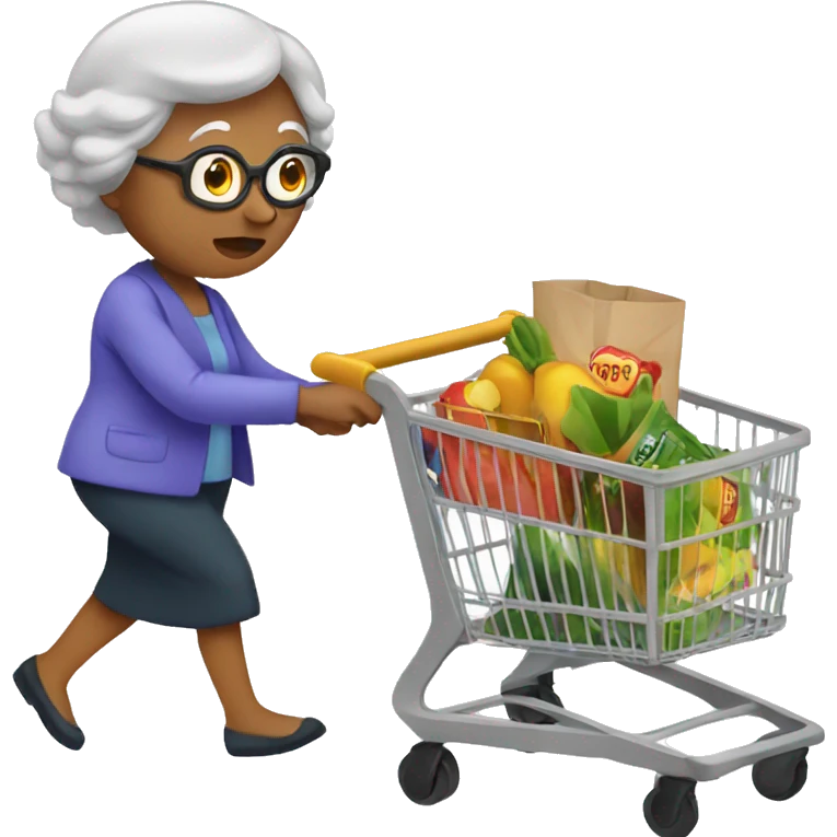 grandma pushing a shopping cart emoji