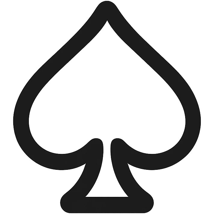 Create a simple and iconic white heart of spades symbol in the style of the reference image, with a transparent background. The style should be clean, minimalistic, and easily recognizable as an icon. emoji