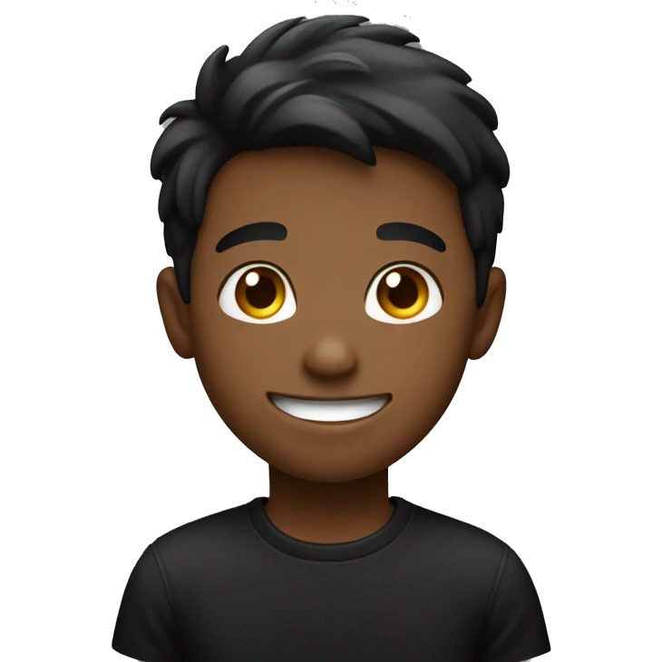 Boy smiling wearing black t shirt emoji