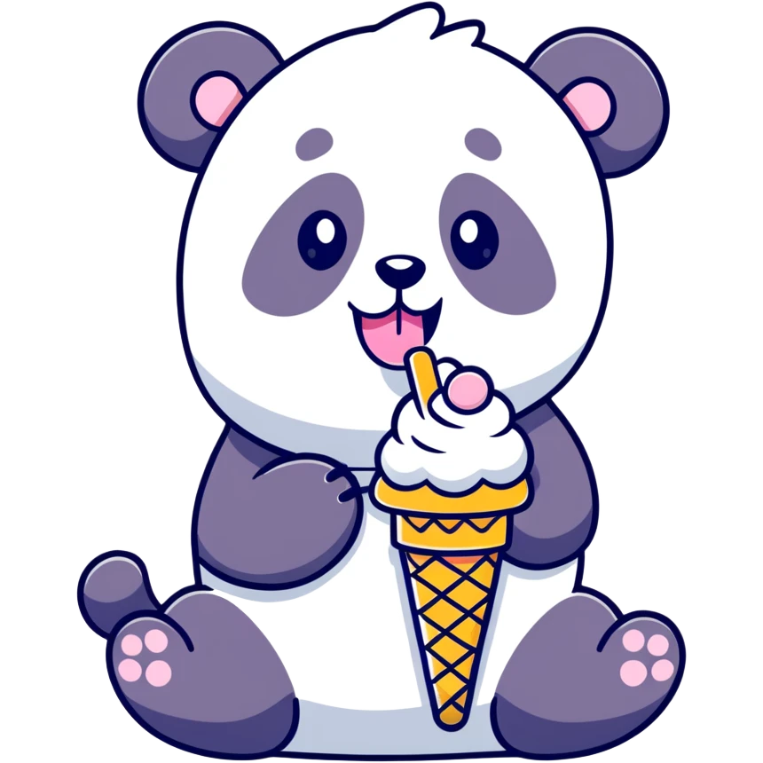 Panda eating ice cream emoji