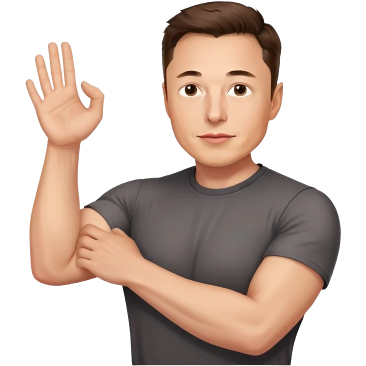 elon musk holding arm in front of him emoji
