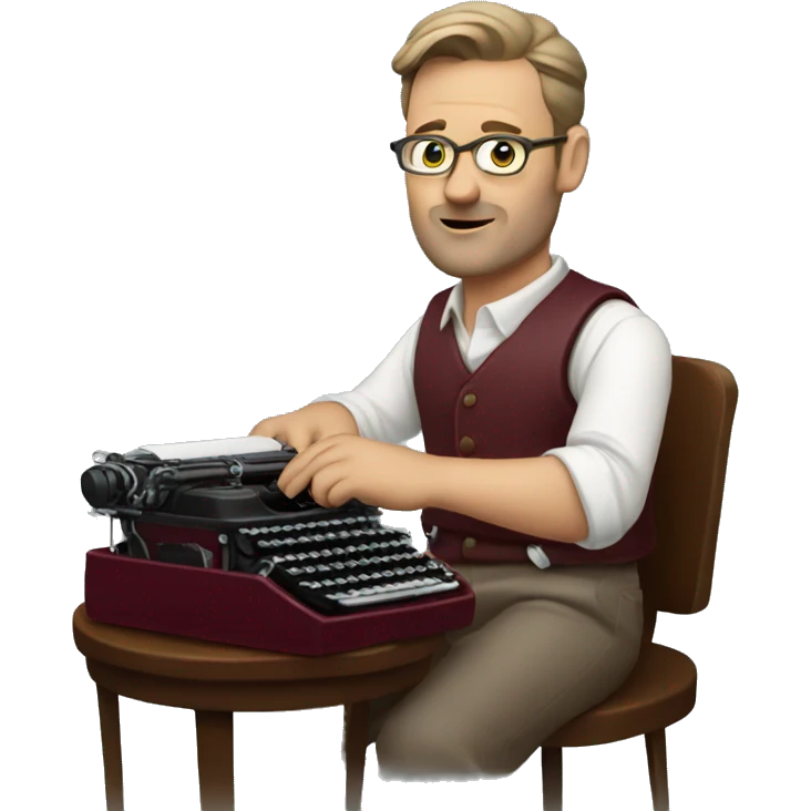 Writer with his burgundy typewriter machine emoji