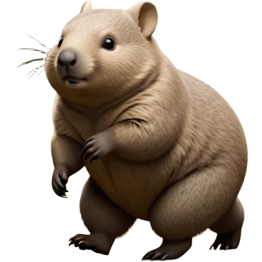 cinematic-wombat-realistic-full-body-waddling-emoji,-stout-muscular-frame-covered-in-coarse-brown-fur,-short-powerful-legs-trotting-determinedly-through-bushland,-round-dark-eyes-filled-with-calm-confidence,-tiny-rounded-ears-twitching-slightly,-strong-digging-claws-visible-on-sturdy-paws,-simplified-yet-realistic-focused-features,-highly-detailed,-glowing-with-a-subtle-earthy-glow emoji