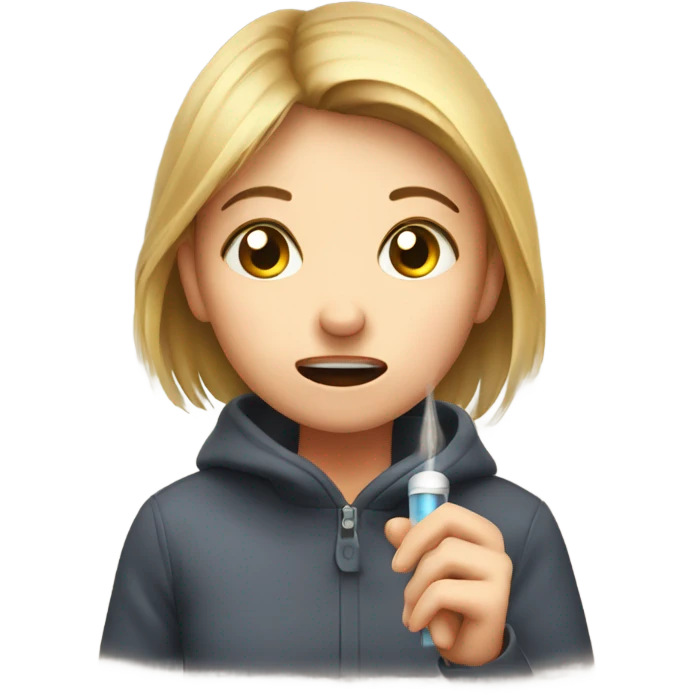 Girl with thermometer and sneezing emoji
