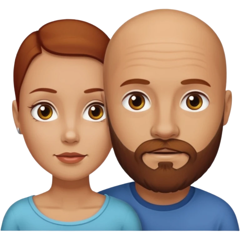 Couple. A bald man with beard and a girl with dark yellowish auburn hair. emoji