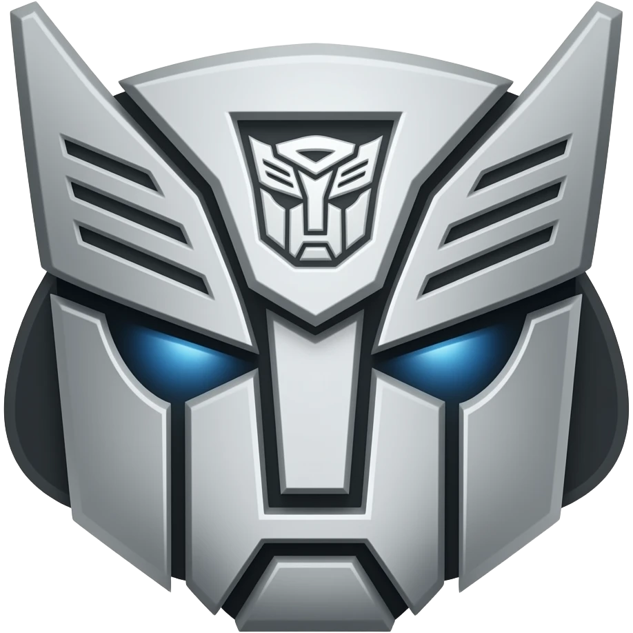 silver fox face emoji as decepticon logo emoji
