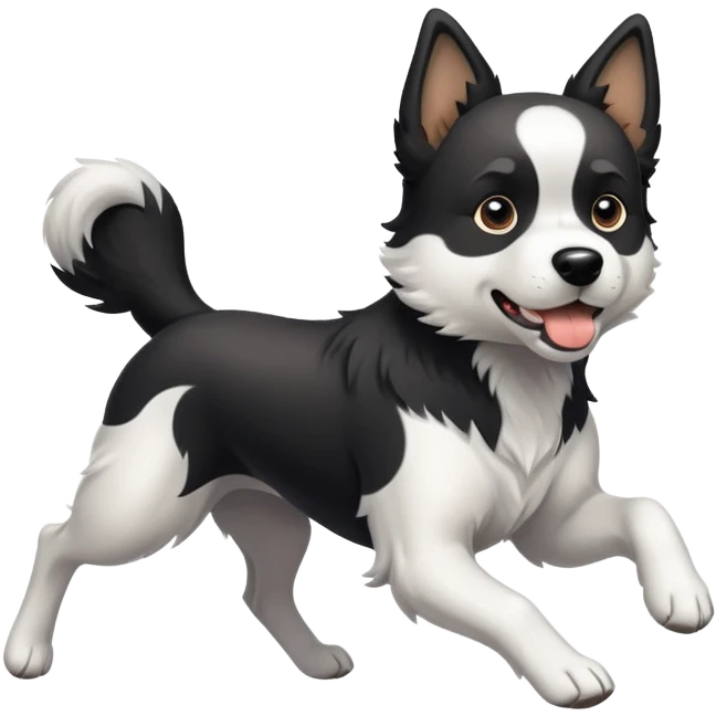 fast running black and white dog emoji