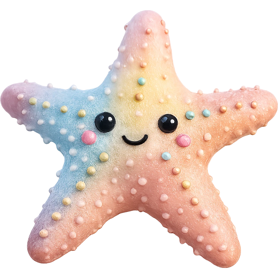 Remove the background, keep only the realistic rainbow pastel bedazzled sea star, photorealistic, preserve all details, transparent background. emoji